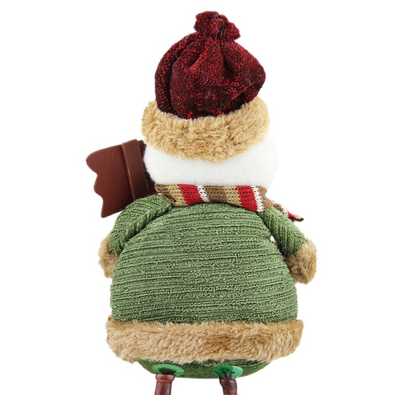 Greenery Christmas Snowman Plush Stuffed Toy Standing Collectible Figurines Stacking Figure Toy Xmas Home Indoor Table Display Ornament Party Decoration Costume - Image 2
